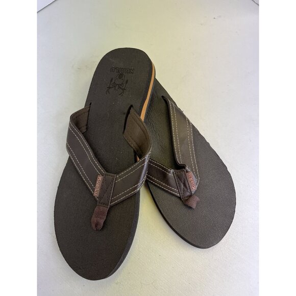 KuaiLu Men's Yoga Mat Leather Flip Flops Thong Sandals with Arch Support Size 11 - Picture 1 of 7